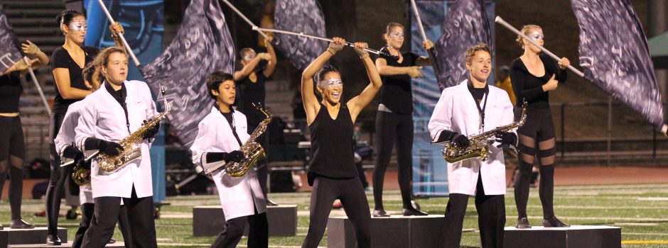 Leigh marching band on the field
